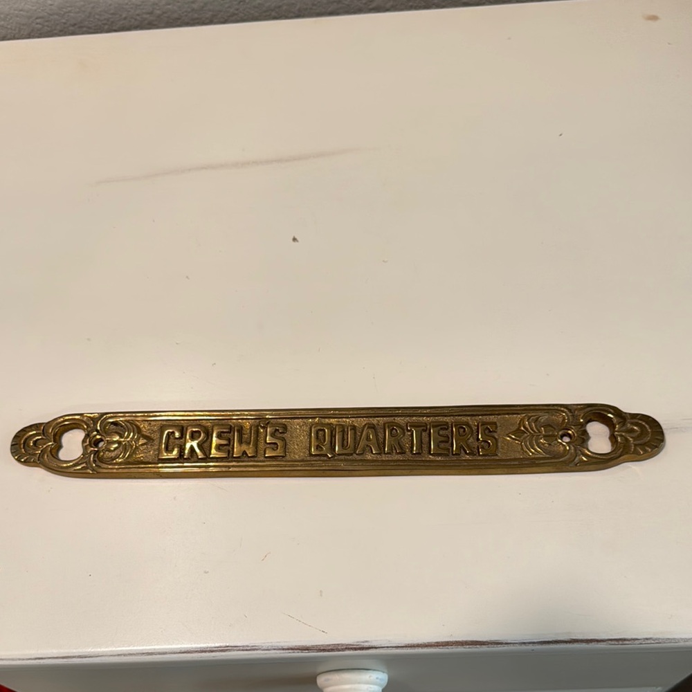 Vintage Brass "CREW'S QUARTERS" Door Plaque